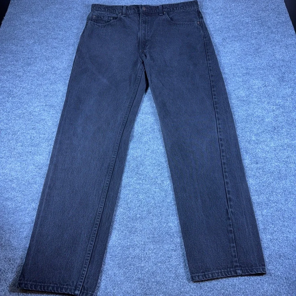 Vintage Levis 505 Mens Black Denim Jeans 38x32 Made in USA Regular Straight 90s